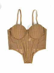 Sexy Mesh Rhinestone Bustier – Braces, Breast Pads & Fishbone Support