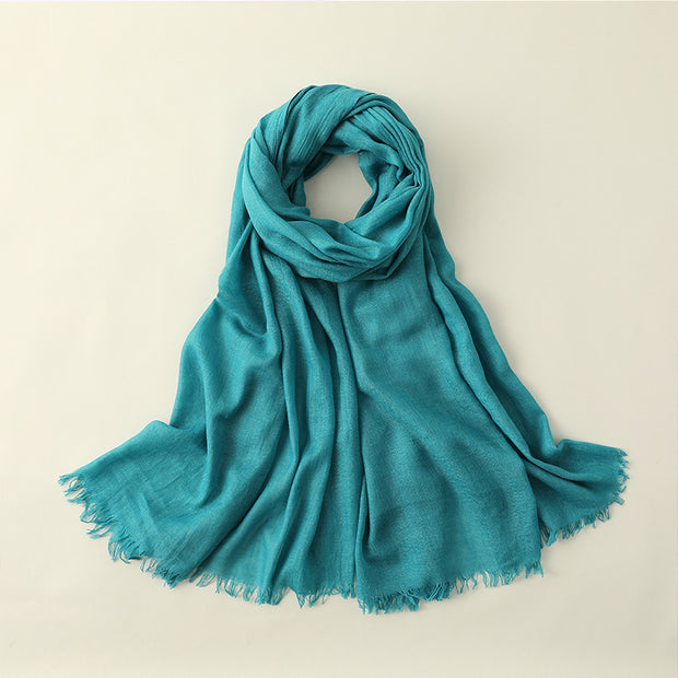 Artistic Sunscreen Solid Color Cotton And Linen Scarf 1111