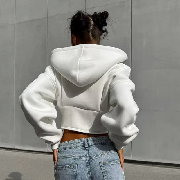 Women’s Y2K Zipper Hoodie Cardigan – Long Sleeve Corset Jacket