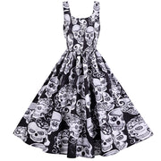 Halloween Rock And Roll Sleeveless Floral Dresses 1111