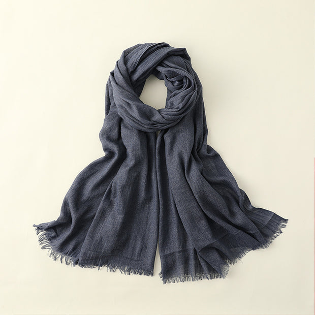 Artistic Sunscreen Solid Color Cotton And Linen Scarf 1111
