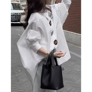 Women's Long Sleeve Shirt - Oversized Loose Fit Business Blouse Trendy Fall Casual