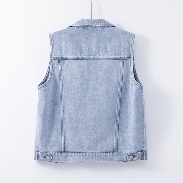 New Loose-fitting Waistcoat Denim Coat Women's Sleeveless Waistcoat Top