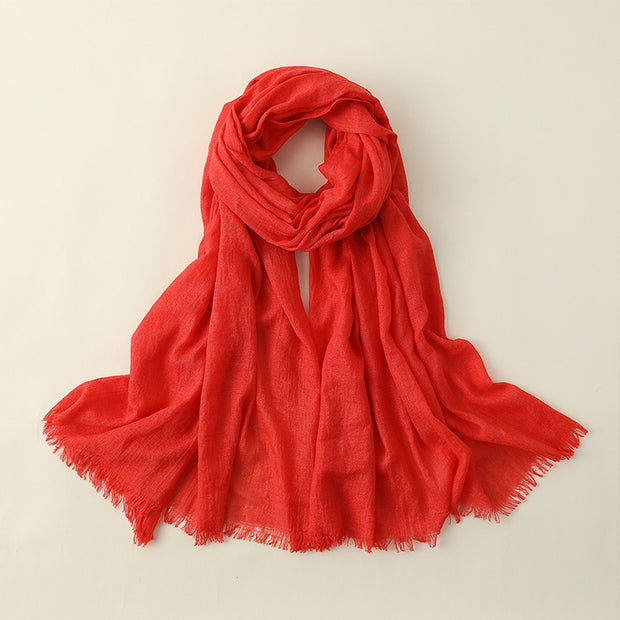 Artistic Sunscreen Solid Color Cotton And Linen Scarf 1111