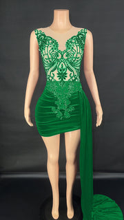 Summer Luxury Evening Dress Female Singer Stage Costume Side Trailing Skirt