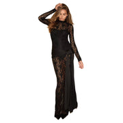 Lace Stitching Round-neck Long-sleeved Dress 11111