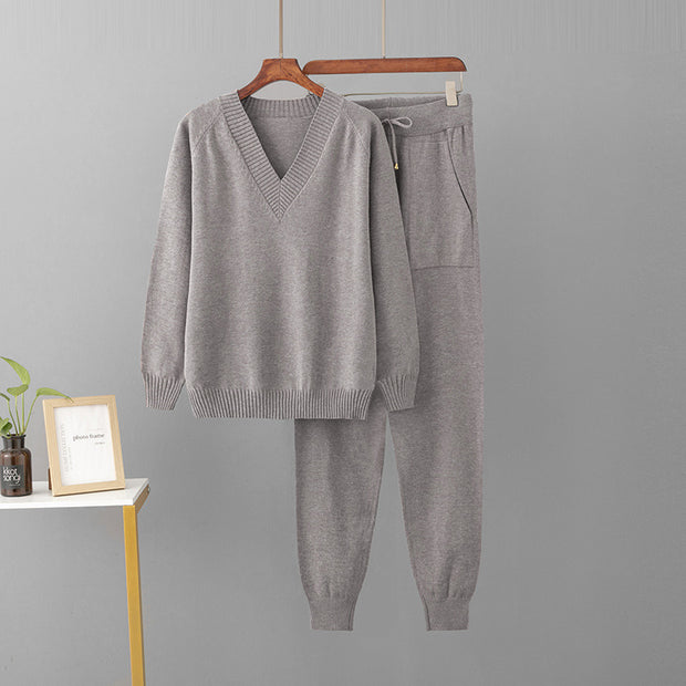 Women's Casual Sweater Harem Pants Suit