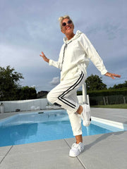 Round Neck Long Sleeve Braiding Stitching Trousers Suit