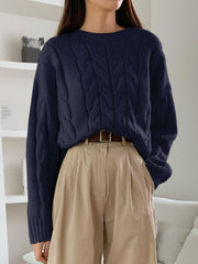 Round Neck Pure Color All-matching Trendy Sweater Top 111