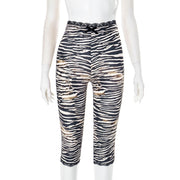 Sexy Lace Leopard Print Cropped Tight Straight-leg Pants