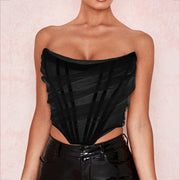 Women’s Sexy Mesh Bralette Crop Top – Fishbone Support