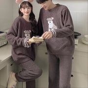 Gp Couple Japanese Cute Dog Parent-child Soft Home Wear Long-sleeved Trousers Pajamas