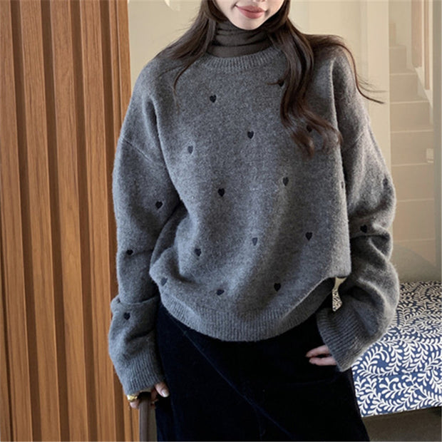 Women’s Crew Neck Pullover Sweater – Soft, Loose Fit for Autumn/Winter