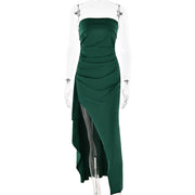 Women’s One-Shoulder Evening Gown – Strapless Backless High-Slit Dress