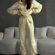 Sports Style Solid Color Long-sleeved Trousers Sweater Suit