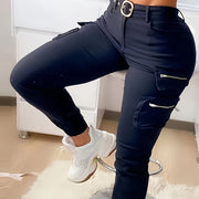 Zipper Pocket Design High Waist Tooling Pants