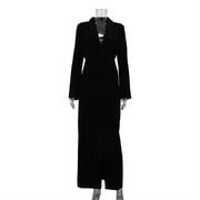 V-neck Long Sleeve High Waist Slit French Dress 111