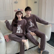 Gp Couple Japanese Cute Dog Parent-child Soft Home Wear Long-sleeved Trousers Pajamas