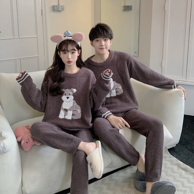 Gp Couple Japanese Cute Dog Parent-child Soft Home Wear Long-sleeved Trousers Pajamas