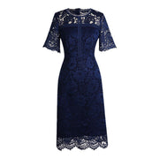 Waist Slimming Temperament Lady Mid-length Lace Dress 111