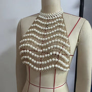 Holiday Wear Pearl Chain Vest Top
