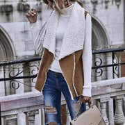 Sleeveless Simple Reverse Large Lapel Coat Suede Vest