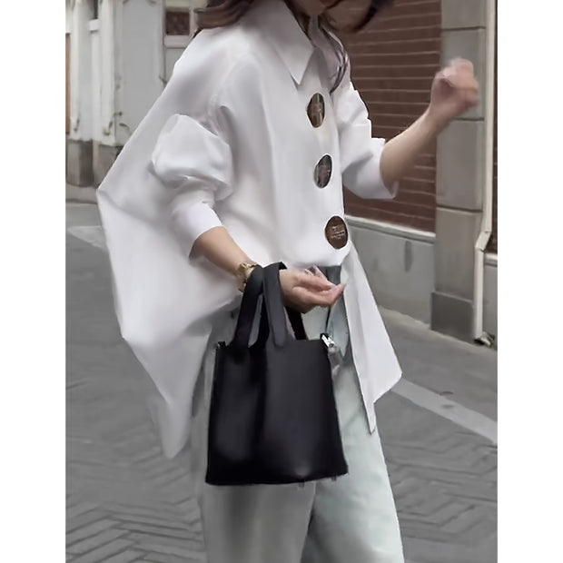 Women's Long Sleeve Shirt - Oversized Loose Fit Business Blouse Trendy Fall Casual