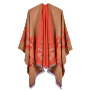 European And American Fashion Jacquard Split Thickened Warm Split Shawl 1111