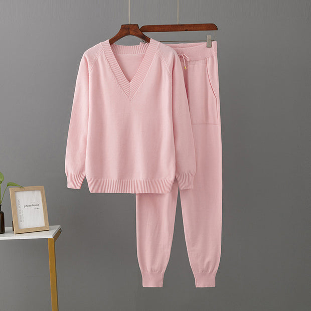 Women's Casual Sweater Harem Pants Suit