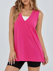 Women's V-Neck Sleeveless Tank Top – Loose, Flowy Summer Tunic