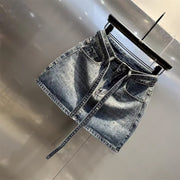 Summer New Rhinestone Five-point Denim Wide Leg A- Line Skirt