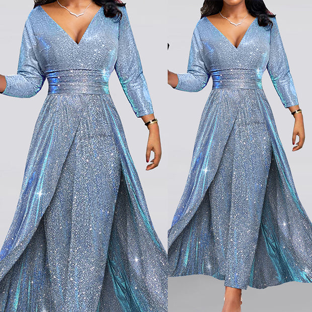 Women’s Strapless Sequin Jumpsuit – Wide-Leg Banquet Outfit