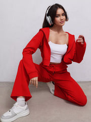 Zipper Sweater Wide-leg Pants Sports Suit