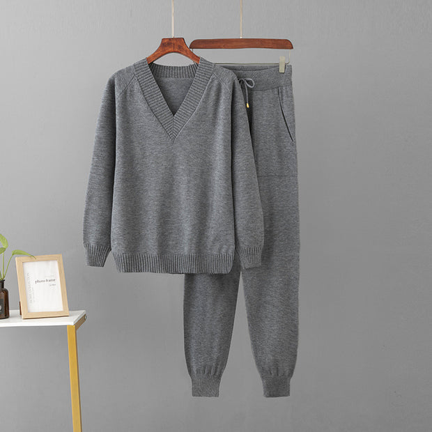 Women's Casual Sweater Harem Pants Suit