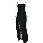 Women’s One-Shoulder Evening Gown – Strapless Backless High-Slit Dress