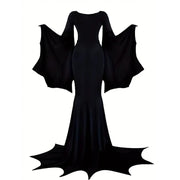 Black Costume Womens Gothic Witch Bat Sleeve Dress Halloween Cosplay Costumes Vintage Carnival Party Outfit 1111