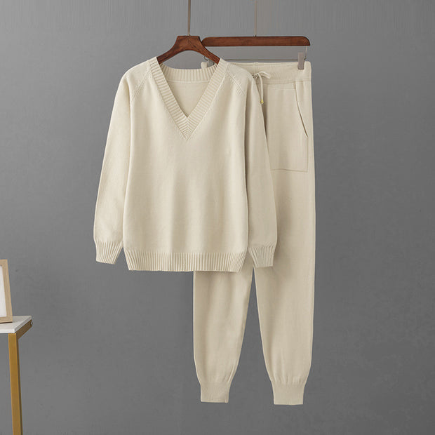 Women's Casual Sweater Harem Pants Suit