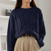 Round Neck Pure Color All-matching Trendy Sweater Top 111