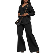 Women's Pure Color Thickened Suede Split Sleeve Two-piece Suit