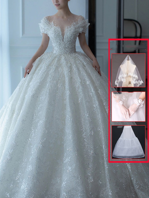 Off Shoulder French Main Wedding Dress 1111