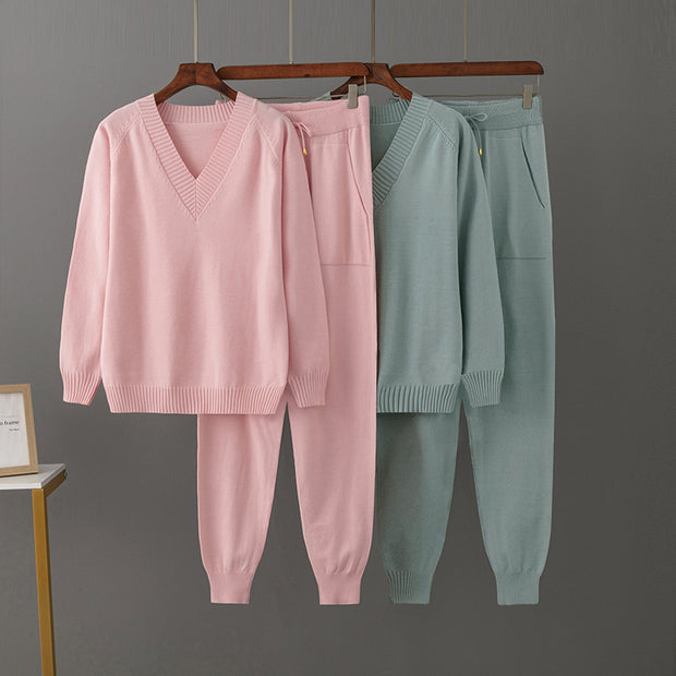Women's Casual Sweater Harem Pants Suit