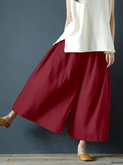 Coarse Linen Solid Color Cotton And Linen Texture Smoke-sensitive Gray Wide-leg Pants