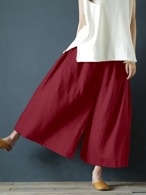 Coarse Linen Solid Color Cotton And Linen Texture Smoke-sensitive Gray Wide-leg Pants