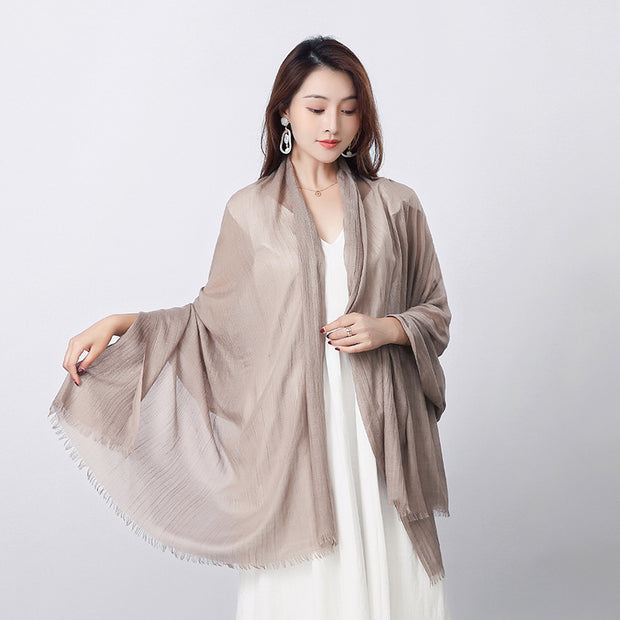 Artistic Sunscreen Solid Color Cotton And Linen Scarf 1111