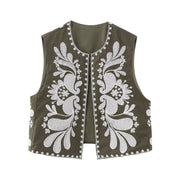 European And American Women's Clothing Sleeveless Embroidered Vest Women's Top