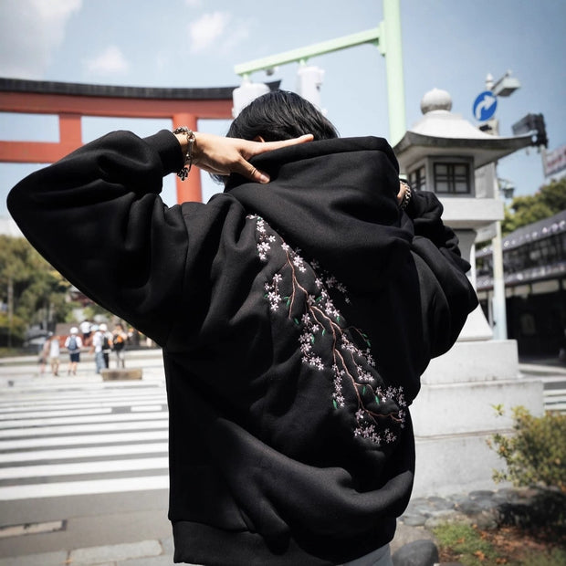Unisex Cherry Blossom Hoodie – Retro Streetwear for AutumnWinter