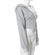 Women’s Y2K Zipper Hoodie Cardigan – Long Sleeve Corset Jacket