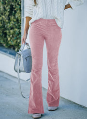Women’s High-Waist Corduroy Pants – Slim Fit, Flared Leg