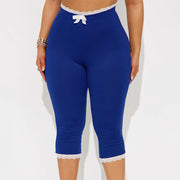 Sexy Lace Leopard Print Cropped Tight Straight-leg Pants