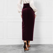 Twisted Skirt Temperament Commute Autumn And Winter Split Velvet Dress